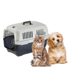Ferplast Cat Carrier CLIPPER 2, IATA Approved Travel Crate, Pet Carrier for Small Dogs and Cats max 8 Kg, 57 x 37 x h 36 cm, Steel Door, Secure Closur