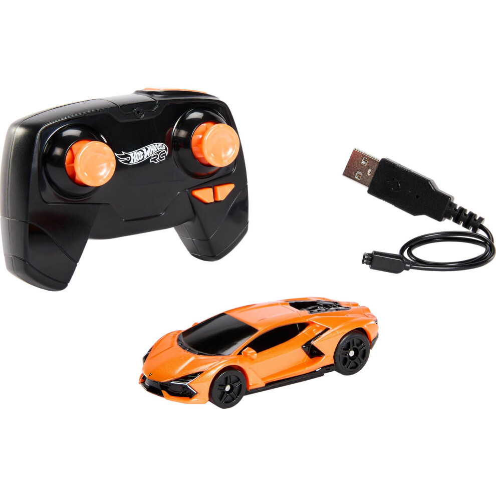 Hot Wheels Rc Toy Car, Remote-Control Lamborghini Revuelto In 1:64 Scale, Recharge With Usb Cable, Races & Stunts On- And Off-Track With Turbo Boost,