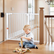 COMOMY 75-110cm Stair Gate for Baby, Auto Close Dog Gates Indoor, Pressure Fit Child Safety Gate for Doorway, Wide Pet Gate with Door for the House, M