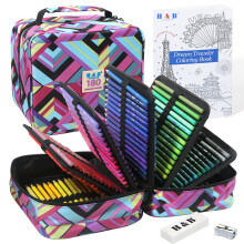 H & B Colouring Pencils 180Pcs Oil Based Coloured Pencils Drawing Set Professional Colouring Pencils Set with Colouring Book Art Sets for Adults Artis