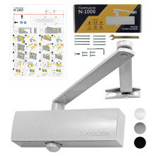 NAPOLEON N-1000 Robust Automatic Door Closer - EN1154/EN1634 Standards - Commercial & Residential - Door from 20Kg to 60Kg Size 3 - Drilling Template