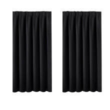BellaHills 100% Blackout Curtains Room Darkening Black Curtain - Modern Design Light Reducing & Privacy Protection Short Window Drape/Drapery for Kid'