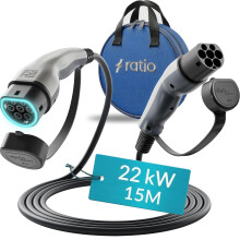 Type 2 Charging Cable 22kW | 32A | 15M | 3-Phase | Mode 3 | 15 Metre Type 2 to Type 2 EV Charging Cable 22kW Electric Car Charger, Fast EV Vehicle Cha