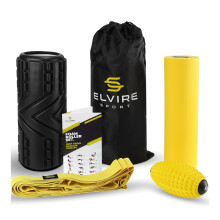 Elvire Foam Roller Set 5-in-1 Deep Tissue Massage Roller, Back Oval Ball, Stretching Equipment Band, Relieves Pain: Back, Foot, Legs, Neck, Exercise Y