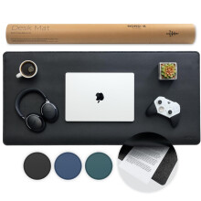Nordik Felt and Leather Desk Mat Non-Slip - Black - 89 X 43 CM - Felt and Vegan Leather Desk Pad - Document Organizers - Blotter and Desktop Mat - Des