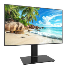 Universal Swivel TV Stand/Base Table Top TV Stand for 13 to 39 inch TVs with 100 Degree Swivel, 4 Level Height Adjustable, Heavy Duty Tempered Glass B