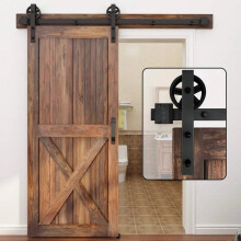 WINSOON 5FT/152cm Sliding Barn Door Hardware Track Kit Carbon Steel Flat Track System Closet Rail Sliding Kit for Single Door