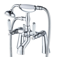 Traditional Bathtub Mixer Tap,Luckyhome Victorian Bath Shower Mixer Tap with Hand Held Shower Head Solid Brass Chrome Finish Filler Bath Tap