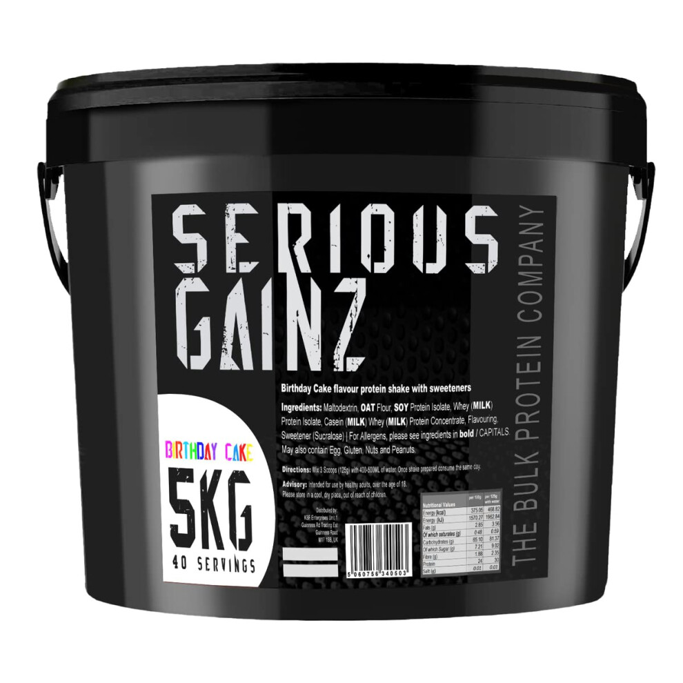 The Bulk Protein Company , Serious Gainz - Whey Protein Powder - Weight Gain, Mass Gainer - 30G Protein Powders (Birthday Cake, 5Kg) - Image 3