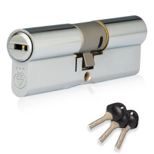 XFORT Colossus Polished Chrome 3 Star Kitemarked Euro Cylinder Lock 35EX/35 (70mm), British Standard TS007 Anti-Snap Barrel Lock, uPVC Door Lock.