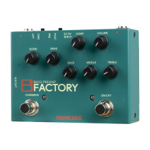 SONICAKE Bass Pedal Overdrive Analog Preamp Compression Effects Pedal and 3-Band EQ via Pre/Post Selection with XLR Output B Factory