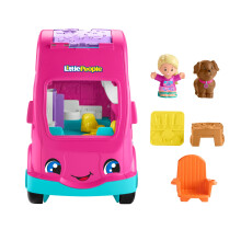 Fisher-Price Little People Toddler Toy Barbie Little Dreamcamper RV Playset with Music Lights & 2 Figures for Ages 18+ Months, Multilanguage Version,
