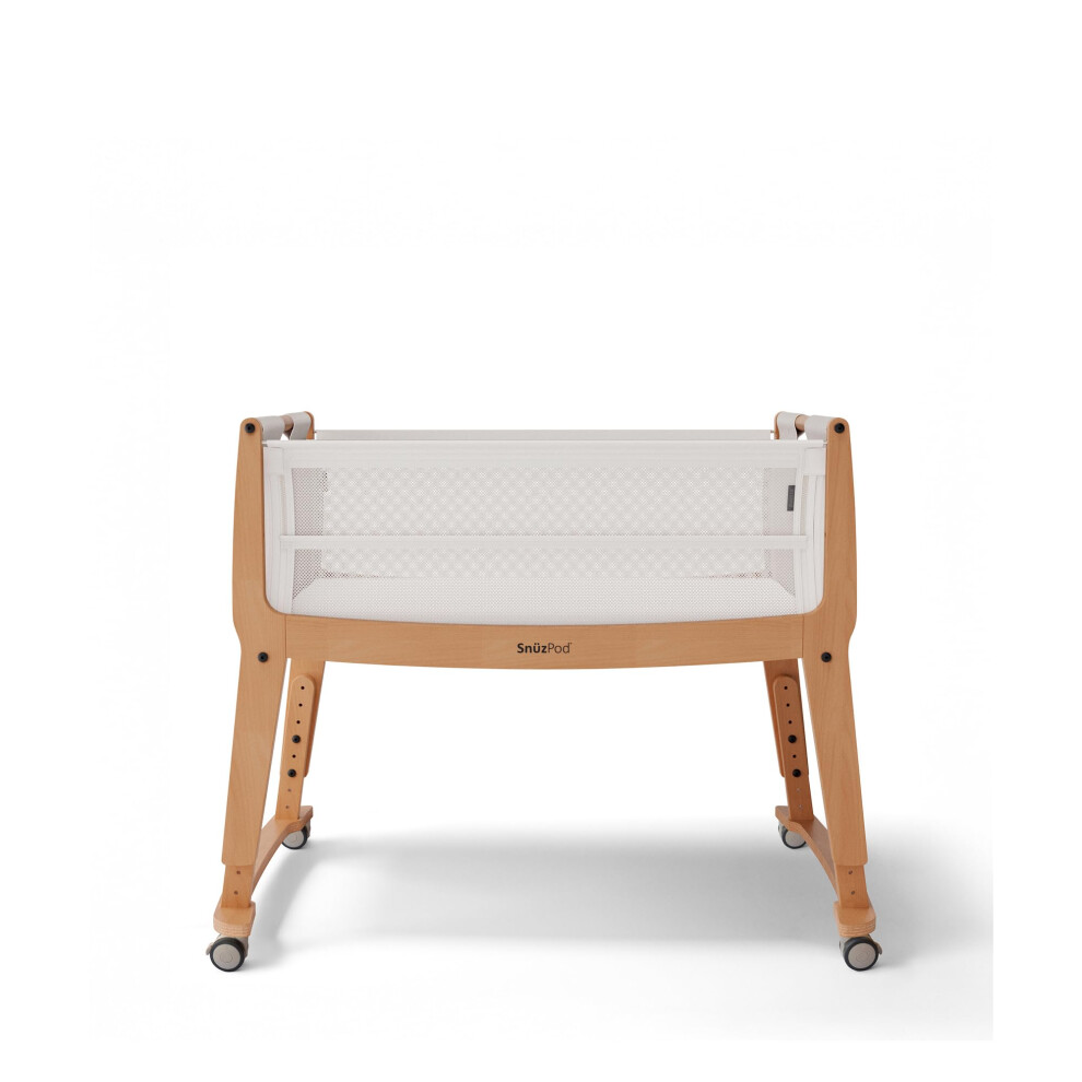 Snuzpod Studio Next To Me Crib, Baby Bed With Zip-Down Wall And 6 Height Settings, Includes Breathable Mattress And Wheels For Newborn (0-6 Months), S Snuz