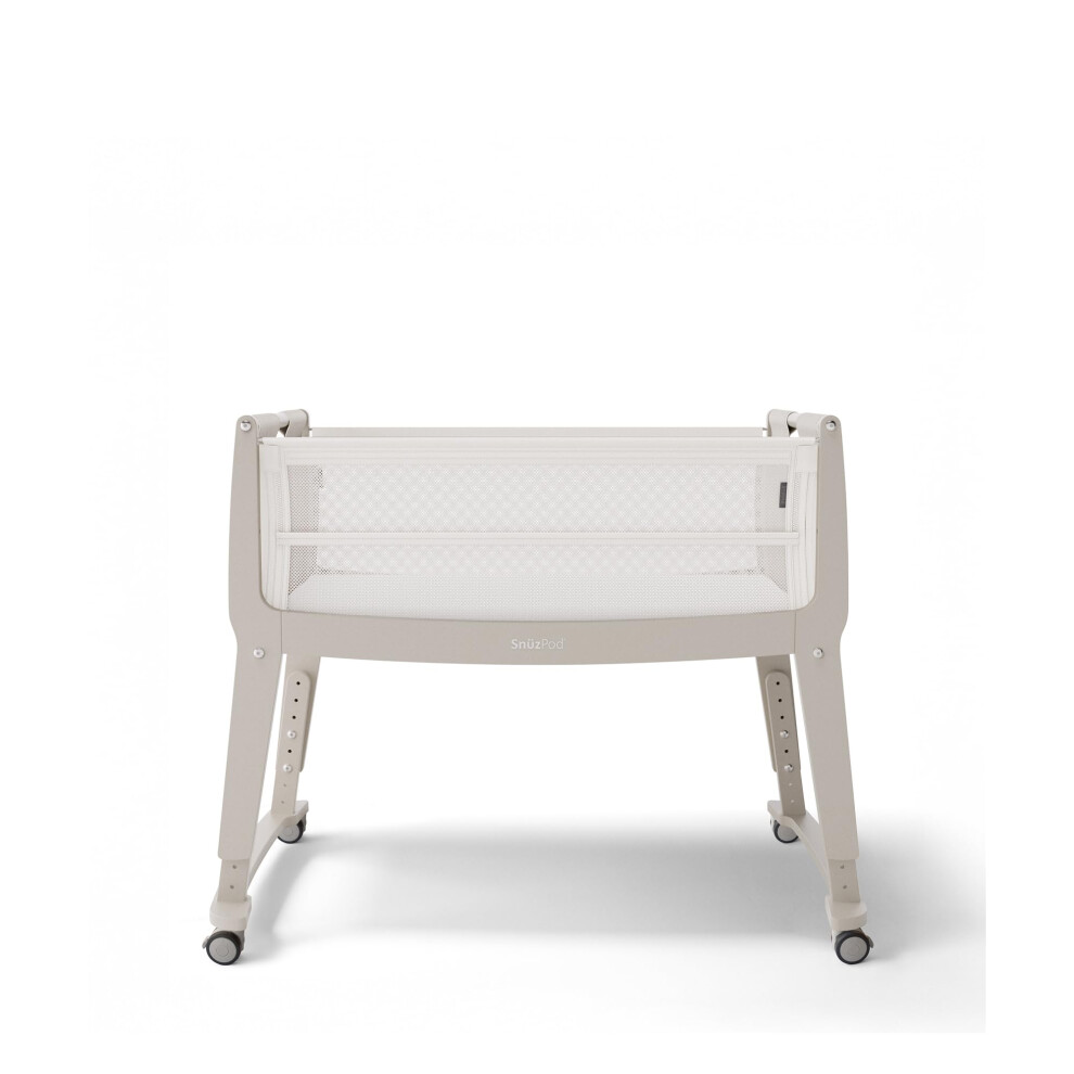 SnuzPod Studio Bedside Crib - Oslo - New Grey - Beech Wood & Plywood - Breathable Mattress - Image 4