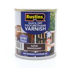 RustinsQuick Dry Poly Varnish Satin Mahogany 2,5ltr -Tough, Water-Based Clear Finish in Gloss, Matt or Satin; Durable Protection for Interior Wood, Fu