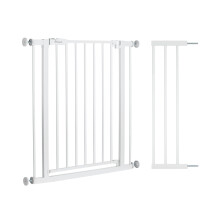 hauck Open N Stop 2 Set with 21cm Extension, White - Pressure Fit Baby Gate 96-101 cm for Doors & Stairs, Closes Manually, Opens to Both Sides with O