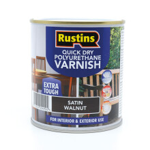 RustinsQuick Dry Poly Varnish Satin Walnut 2,5ltr -Tough, Water-Based Clear Finish in Gloss, Matt or Satin; Durable Protection for Interior Wood, Furn