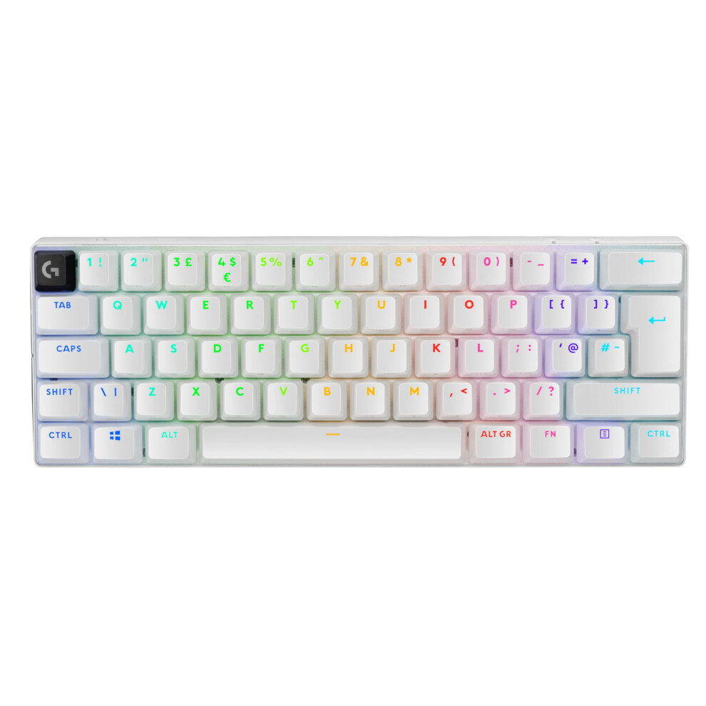 Logitech G PRO X 60 Lightspeed Wireless Gaming Keyboard, Ultra Compact TKL 60% Mechanical Keyboard, LIGHTSYNC RGB, Dual-Shot PBT Keycaps, GX Optical Tactile Switches, Windows PC, UK English - White - Image 3