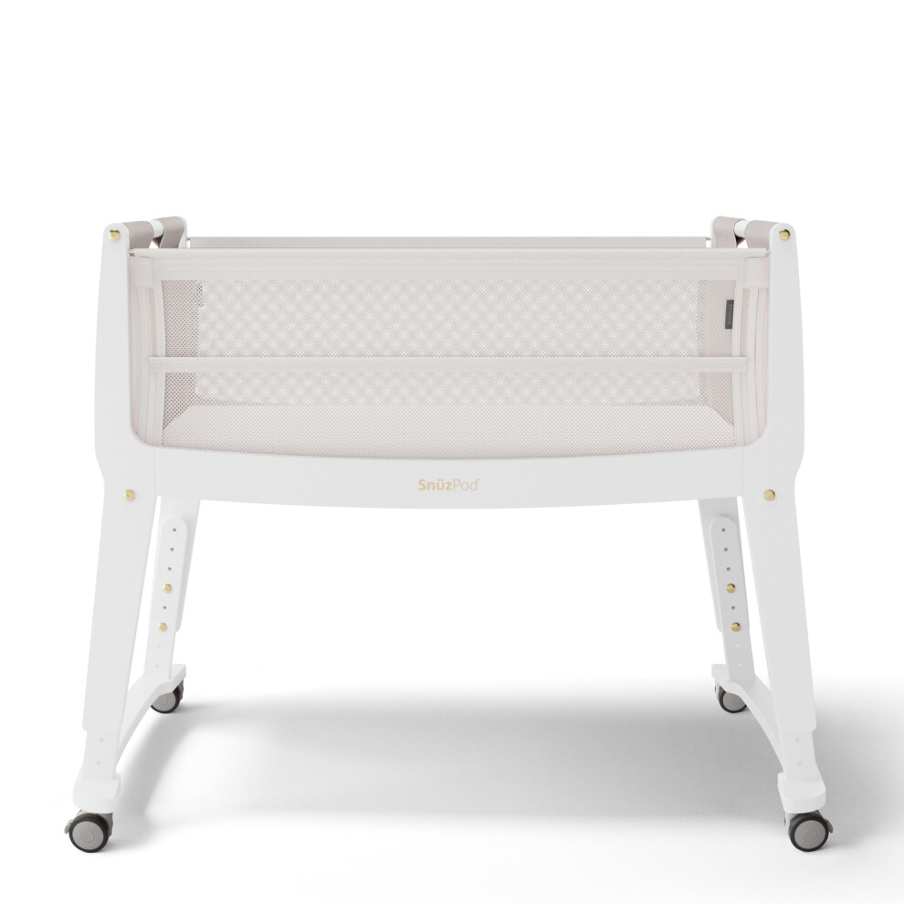Snuz Studio Bedside Crib - White - Beech Wood - Image 4
