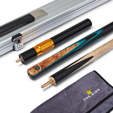 Cue-King Pool Cue Premier 300, Snooker Cue, Handmade 57" 18oz 3/4 Jointed Cue with Case, Premium Telescopic Extension, Aluminium Hard Case, Microfibre