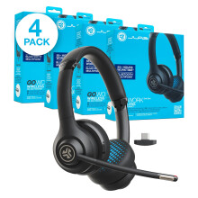 JLab Go Work 2nd Gen Wireless Headset with Microphone - 55+H PC Bluetooth Headset or USB C Dongle, Noise Cancelling Mic, Multipoint, On Ear Wired or W