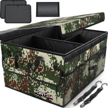 FORTEM Car Boot Organiser, Collapsible Multi Compartment SUV Organizer, Foldable Storage for Car Accessories for Women Men, 600D Oxford, Non Slip Bott