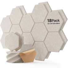 18 Pack Hexagon Acoustic Panels, Sound Proofing Panels Self-Adhesive, High Density Sound Absorbing Panels for Podcaster, Sound Recordist, Game Room 12