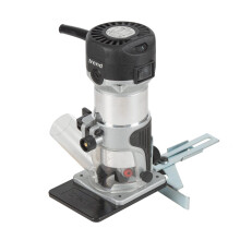 Trend T1 Trim Router with Extended Trim Base, 1/4 Inch Collet, 710W, 240V, Compact Trimming Power Tool, T1ETS