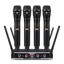 D Debra UHF Wireless Mic System, 4x16 Adjustable Channels, Dynamic Handheld Mics, Auto Frequency Sync, 80m Range for Vocals, Karaoke (4 Mics)