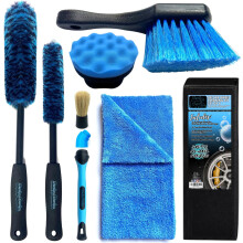 Sudz Budz Deluxe Wheel Cleaning Set of 6 | No-Scratch, Bendable, Rim Washing Brushes Long/Short, Car Detailing and Tyre Brush, Shine Applicator, Plus