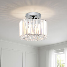 ANWIO Modern Crystal Ceiling Light, Chandeliers Ceiling,Semi Flush Light Fittings Ceilings,Hallway Ceiling Light for Bedroom Kitchen Bathroom,Silver C