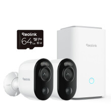 Reolink Security Camera Outdoor Wireless 2 Cam & Hub Kit I 64GB Local Storage Included, 2K Color Night Vision, AI Detection & Alert, All-in-one Contro