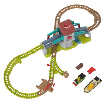 Thomas & Friends Train Set Talking Bulstrode & Which-Way Bridge Track Playset with Sounds & Percy Engine for Kids Ages 3+ Years, UK English Version, H