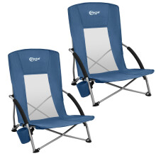 Portal Beach Chairs for Adults 2 Pack High Back Low Folding Camping Chair Portable Lightweight with Cup Holder for Travel, Concert, Lawn, Festival, Su