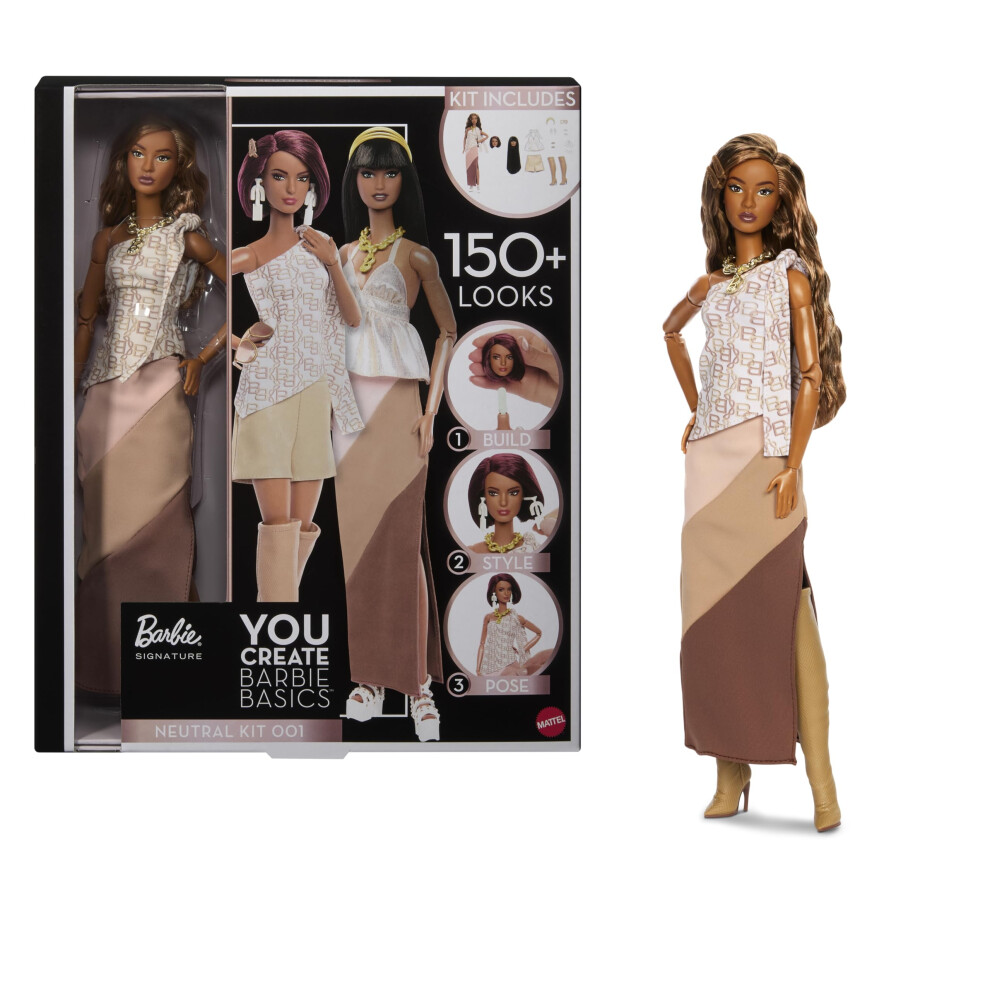 Barbie Basics You Create Neutral Kit 001 With Customizable Fashion Doll, Universal-Fit Clothing & Accessories, Posable Body & Swappable Doll Head, J