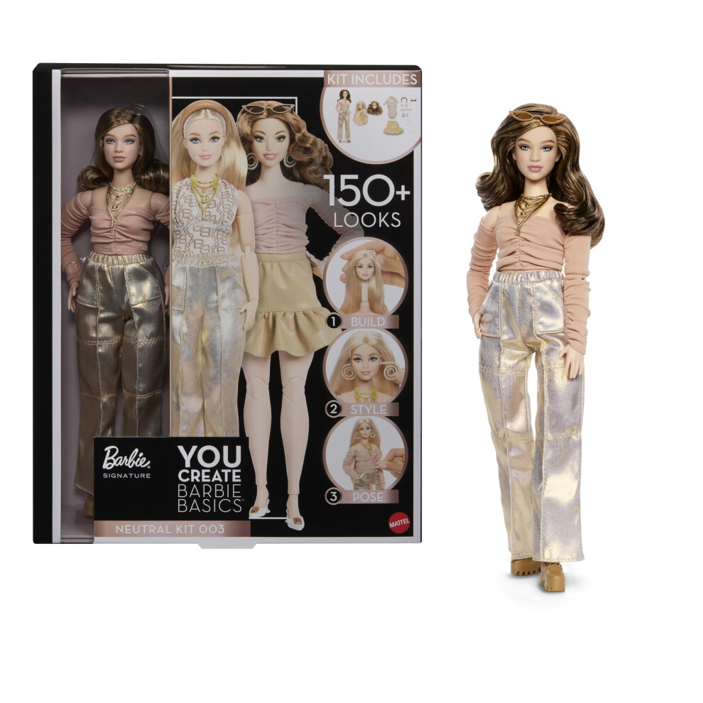 Barbie Basics You Create Neutral Kit 003 With Customizable Fashion Doll & Universal-Fit Clothing, Posable Body & Swappable Doll Head, Jjx37
