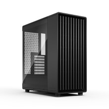 Fractal Design North Momentum Black - Glass Side Panel - Genuine Blackened Oak Wood Front - High Airflow PC Gaming Case - Three powerful 120mm Momentu
