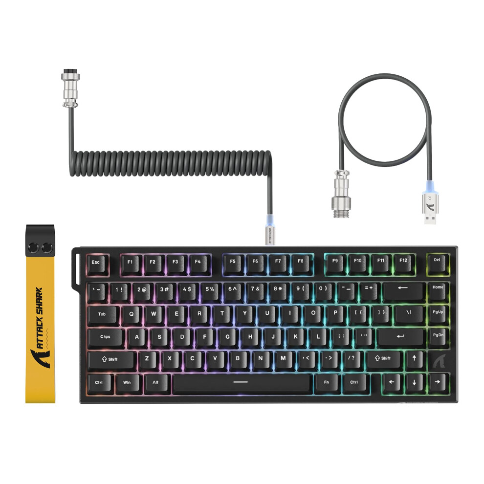 Attack Shark R82 He Wired 75% Gaming Keyboard, Magnetic Switch, 8000Hz Polling Rate, Ultra-Precision 0.005Mm Rt Tech, Rgb Backlit, Top-5 Sound-Dampeni 752010424573