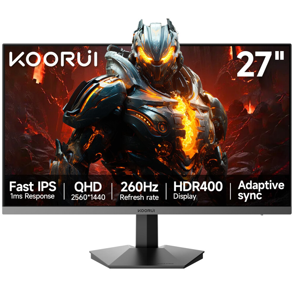 Koorui 27 Inch 1440P Gaming Monitor,260Hz (Support 240Hz) 2K (2560X1440p),Adaptive Sync, Hdr400, Support Dp Hdmi G2721x 6977295255986