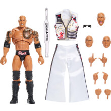 Mattel WWE Ultimate Edition Action Figure & Accessories Set, The Rock Final Boss 6-inch Collectible with Swappable Heads & Hands, 30 Articulation Poin