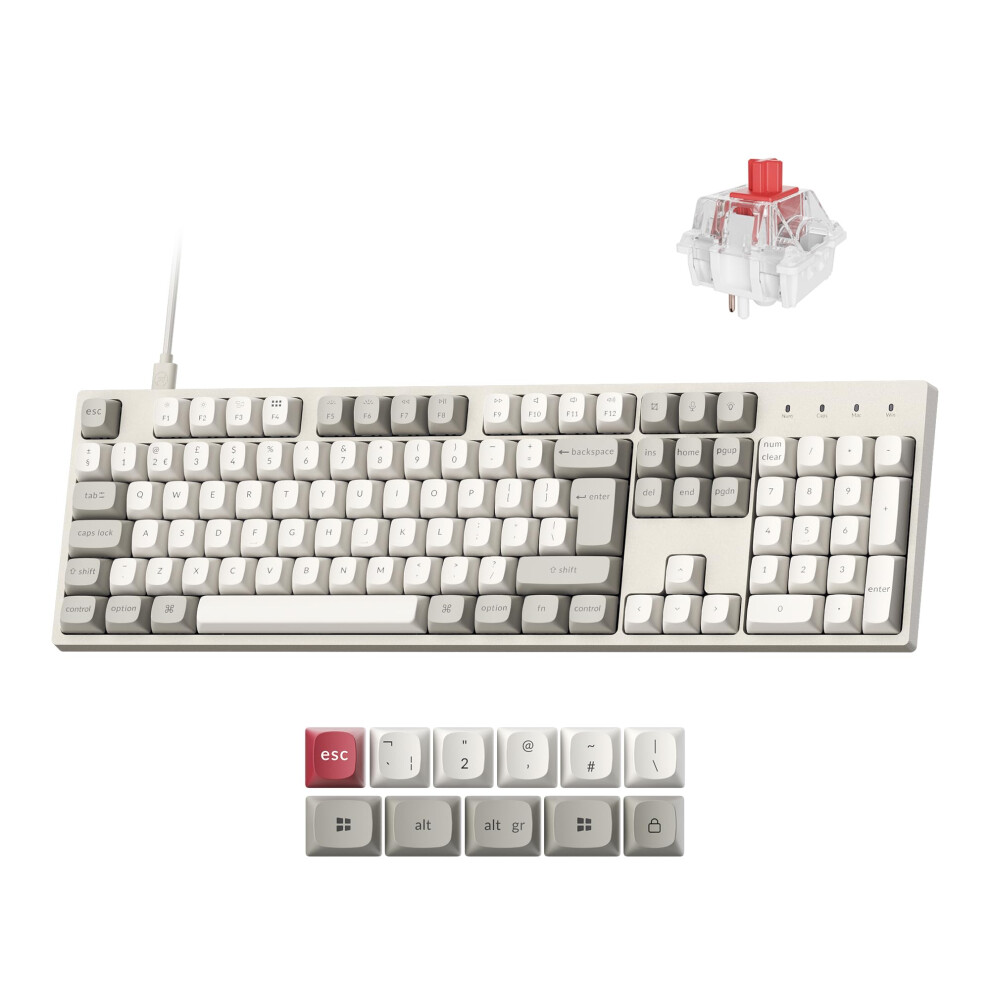 Keychron C2 Pro 8K Wi Mechanical Keyboard - Uk Iso Layout, 8000Hz Polling Rate, Qmk/Via Programmable Hot-Swappable Switch, Rgb Backlit Full Siz Red 4894979043184