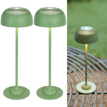 LuminexDesigns 2 Pack Cordless Rechargeable Table Lamp with Full Aluminium Body, Modern 5200mAh Mushroom Touch Bedside Lamp with 3 Colour Modes, IP54