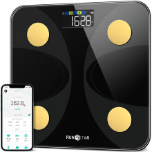 RunStar Scale for Body Weight, Smart Digital Bathroom Scale with Large Display, 13 Body Composition Monitor Health Analyzer Sync with Fitness App - Bl