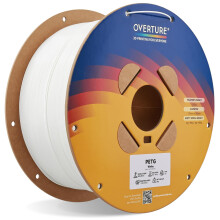OVERTURE PETG Filament 1.75mm, Strong & Durable PETG 3D Printer Filament, High Impact Resistance, Low Shrinkage, 2kg*1(4.4lbs), Cardboard Spool, High