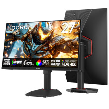 KOORUI 27 Inch Gaming Monitor, 320Hz, QHD 1440P,Fast IPS, 1ms, Adaptive Sync, Lifting Adjustable, VESA Mountable, DP/HDMI, 99% SRGB G2721E