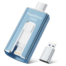 SUDEHO USB Stick 256GB for iPhone, MFi Certified USB-C & Lightning Memory Stick, 3-in-1 USB 3.0 Flash Drive for iPhone/iPad/Android/PC, High-Speed Pho