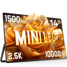 UPERFECT Mini LED Portable Monitor 14" 2.5K | 1500 Nits | 2560x1600 | 10000:1 Contrast | 1ms Freesync Portable Monitor for Laptop w/Stand & VESA, Slim
