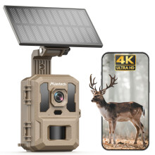 Misstech 4K UHD Solar Wildlife Camera for Garden Monitoring, Trail Cam with 0.1s Fast Activation to Record Animals, 64MP/4K Clear Night Vision, No Mon