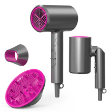 Foldable Ionic Hair Dryer 1800W Professional Blow Dryer with 2 Speed 3 Heat, Cool Shot, Diffuser & Concentrator, Travel Hairdryer for Women & Men - Li