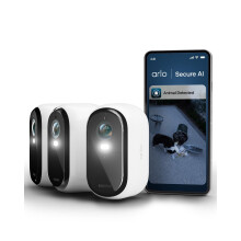 Arlo Essential 3 HD Video Security Camera Outdoor Wireless, Battery Operated Home Camera With Colour Night Vision, Light, Siren, 2 Way Audio & WiFi, S